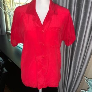 Adrianna Papell 100% silk bright red top